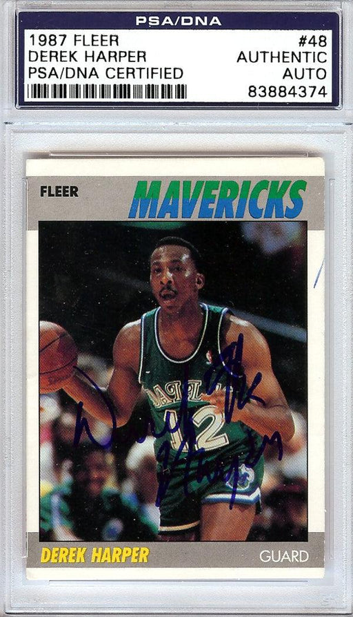 Derek Harper Autographed 1987 Fleer Card #48 Dallas Mavericks PSA/DNA #83884374 - RSA