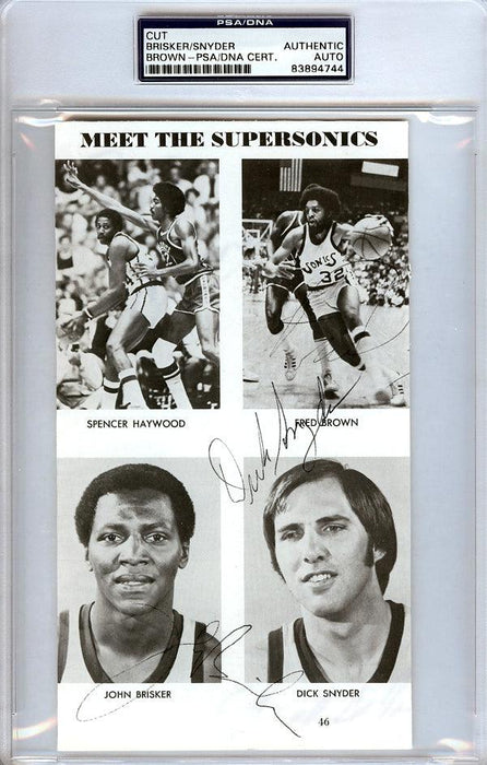 John Brisker, "Downtown" Fred Brown & Dick Snyder Autographed 4.5x8 Cut Signature Seattle Sonics PSA/DNA #83894744 - RSA