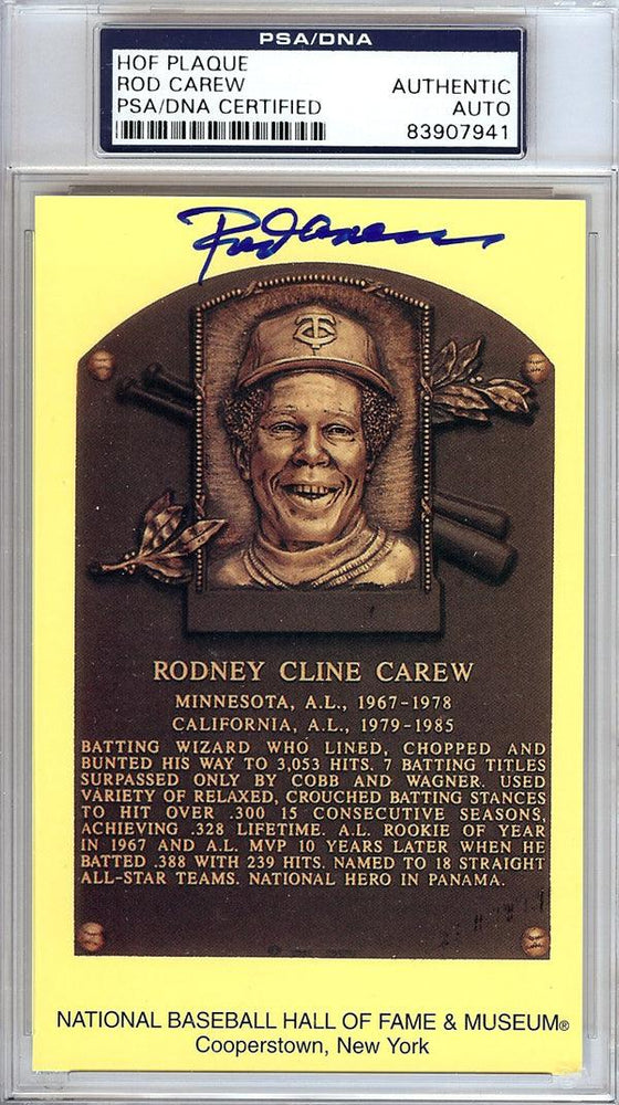 Rod Carew Autographed HOF Postcard Twins, Angels PSA/DNA Stock #106520 - RSA