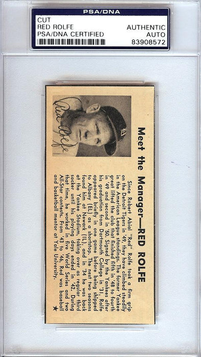Red Rolfe Autographed 2x4.5 Newspaper Page Photo New York Yankees, Detroit Tigers PSA/DNA #83908572 - RSA