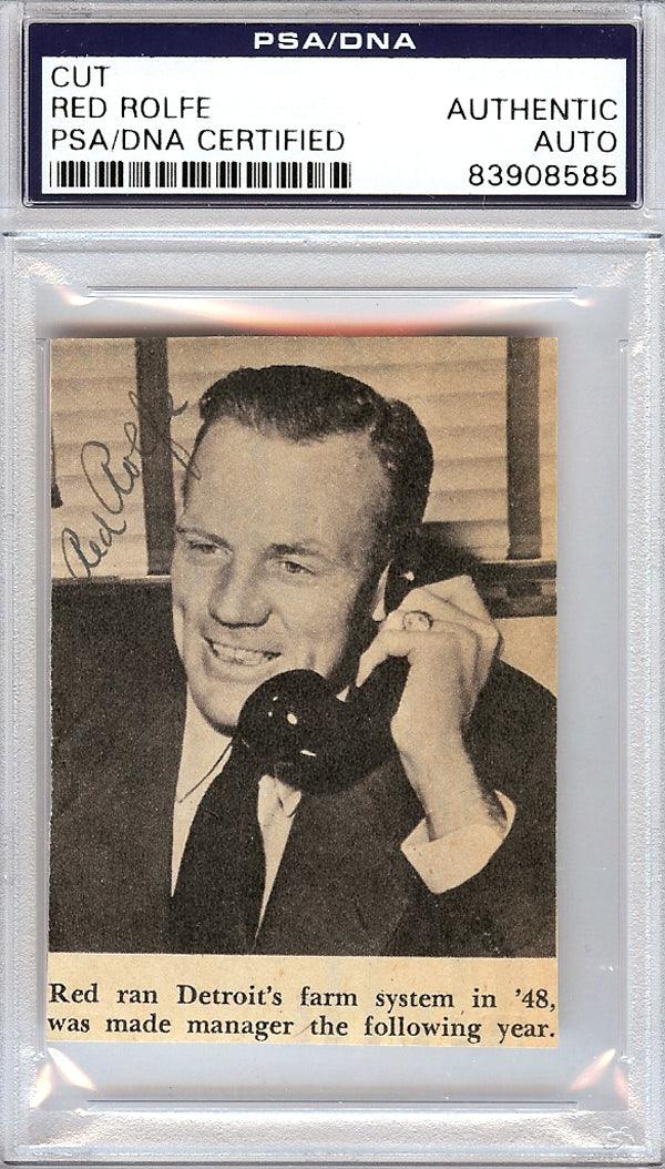 Red Rolfe Autographed 2.5x3 Newspaper Page Photo Yankees, Tigers PSA/D ...