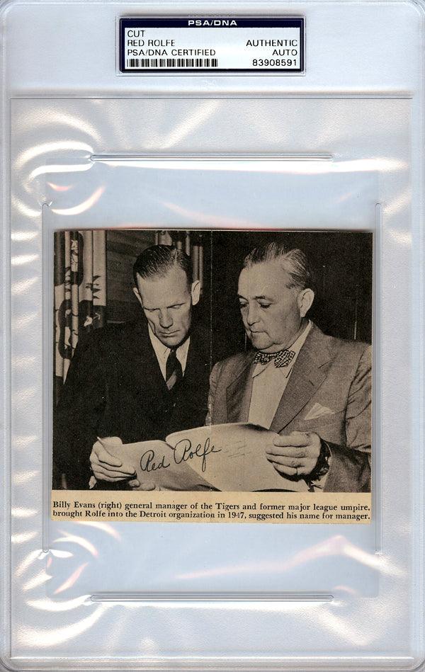 Red Rolfe Autographed 5x4 Newspaper Page Photo Detroit Tigers PSA/DNA #83908591 - RSA