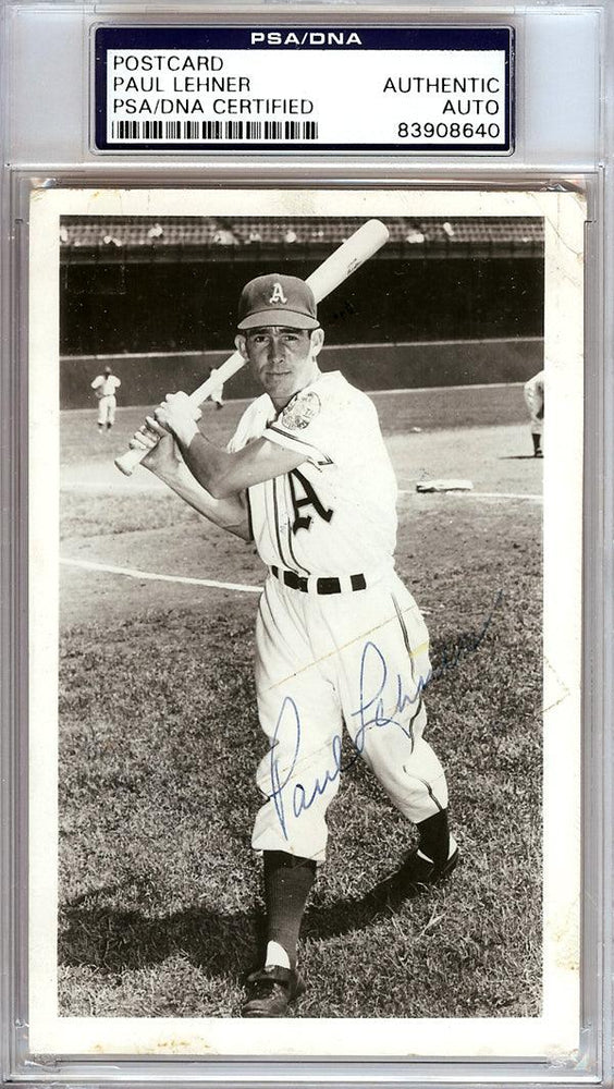 Paul Lehner Autographed 3.5x5.5 Postcard Philadelphia A's PSA/DNA #83908640 - RSA