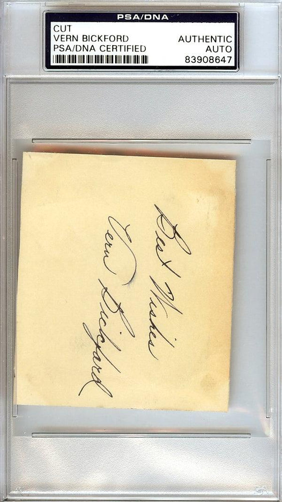 Vern Bickford Autographed 3x3.5 Cut Signature Milwaukee Braves "Best Wishes" Signed in 1952 PSA/DNA #83908647 - RSA