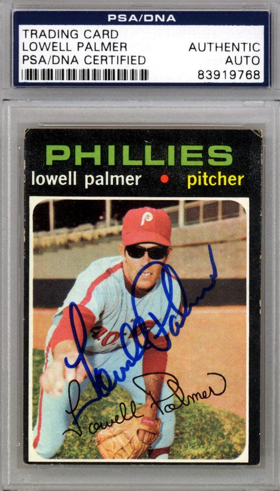 Lowell Palmer Autographed 1971 Topps Card #554 Philadelphia Phillies PSA/DNA #83919768 - RSA