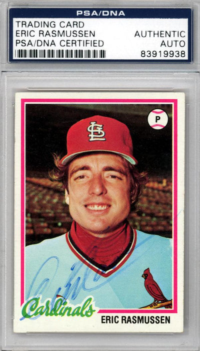 Eric Rasmussen Autographed 1978 Topps Card #281 St. Louis Cardinals PSA/DNA #83919938 - RSA