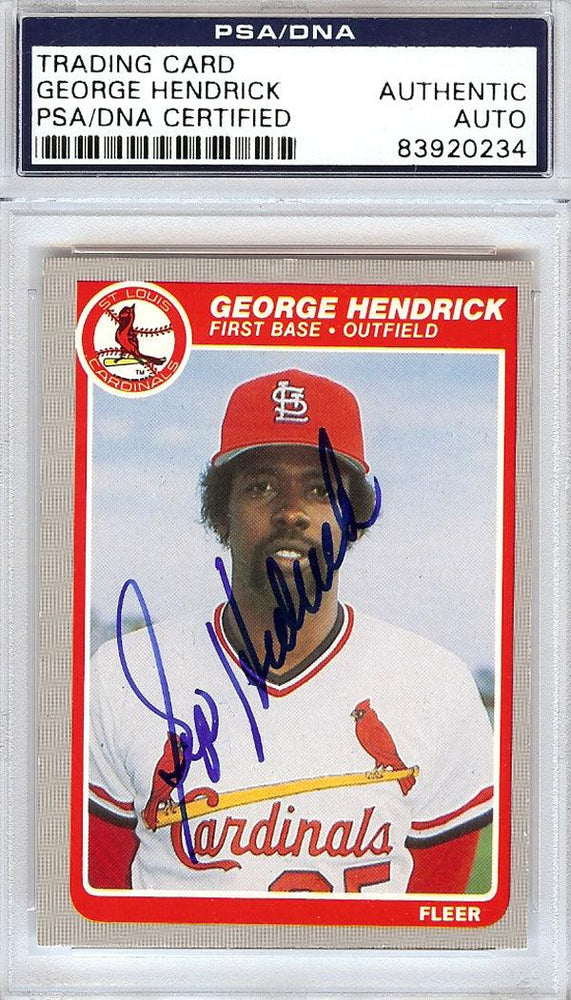 George Hendrick Autographed 1985 Fleer Card #225 St. Louis Cardinals PSA/DNA #83920234 - RSA