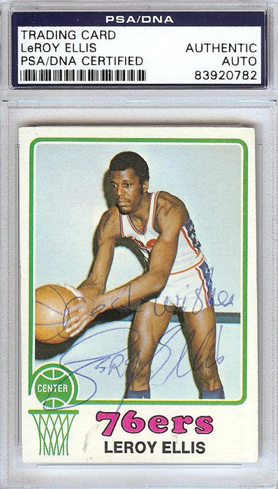 LeRoy Ellis Autographed 1973 Topps Card #34 Philadelphia 76ers PSA/DNA #83920782 - RSA