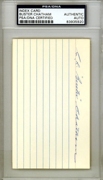 Charles L. "Buster" Chatham Autographed 3x5 Index Card Boston Braves PSA/DNA #83935920 - RSA