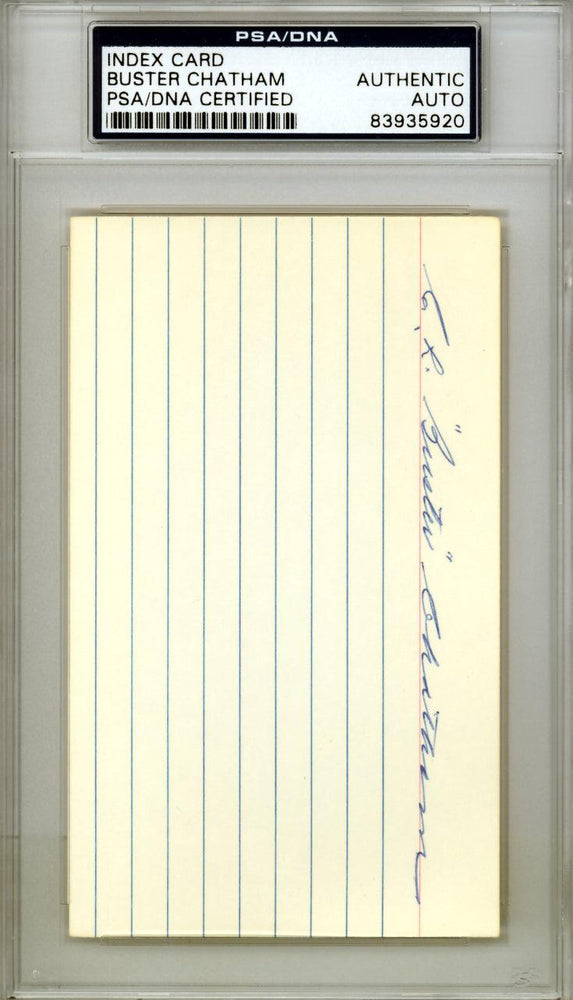 Charles L. "Buster" Chatham Autographed 3x5 Index Card Boston Braves PSA/DNA #83935920 - RSA
