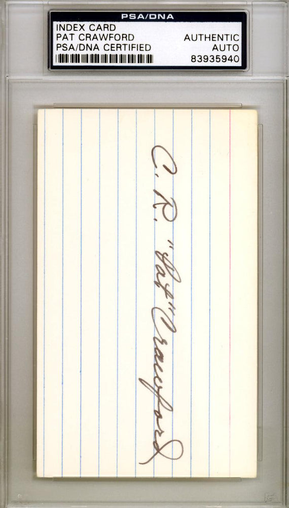 Pat Crawford Autographed 3x5 Index Card St. Louis Cardinals PSA/DNA #83935940 - RSA