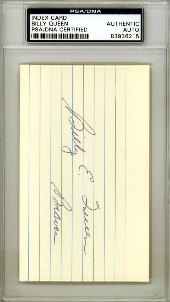 Billy Queen Autographed 3x5 Index Card Milwaukee Braves PSA/DNA #83936215 - RSA