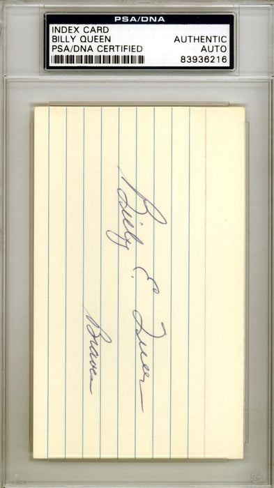 Billy Queen Autographed 3x5 Index Card Milwaukee Braves PSA/DNA #83936216 - RSA