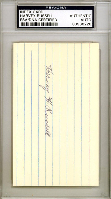 Harvey H. Russell Autographed 3x5 Index Card Baltimore Terrapins PSA/DNA #83936228 - RSA