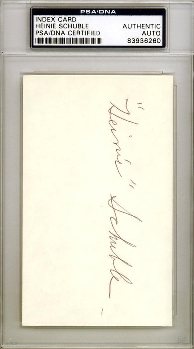 Heinie Schuble Autographed 3x5 Index Card Detroit Tigers, St. Louis Cardinals PSA/DNA #83936260 - RSA