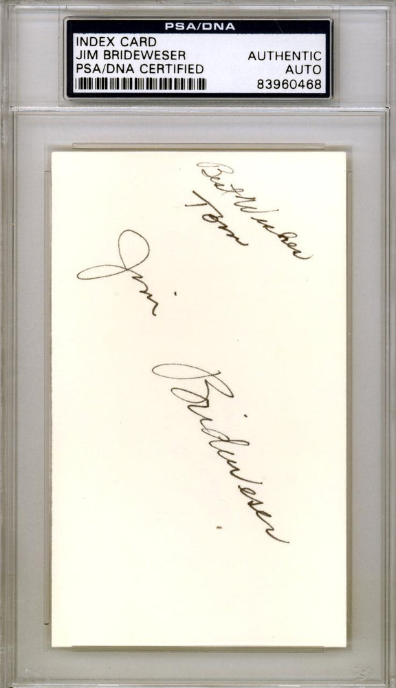 Jim Brideweser Autographed 3x5 Index Card New York Yankees "To Tom Best Wishes" PSA/DNA #83960468 - RSA