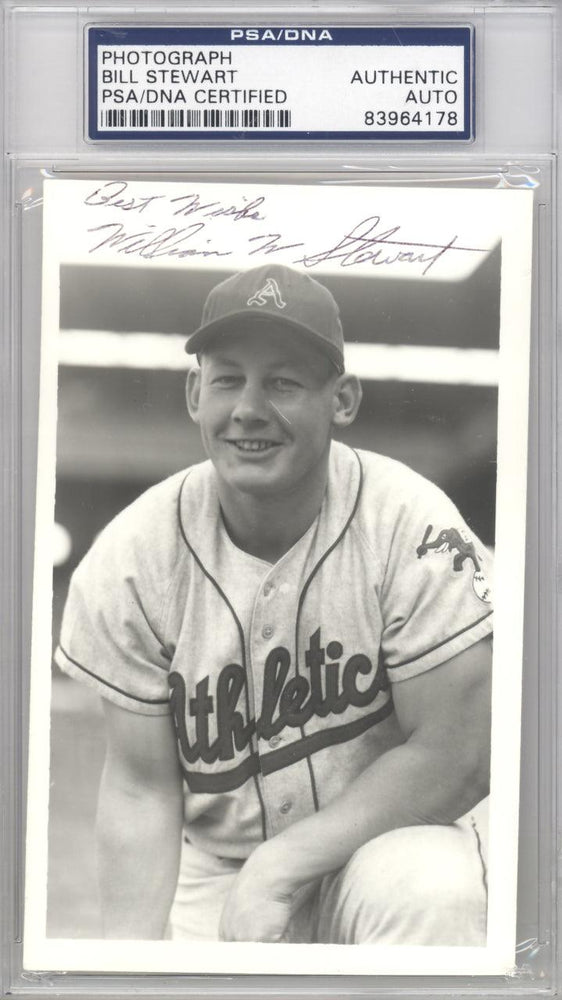 Bill Stewart Autographed 3.5x5.5 Photo Kansas City A's PSA/DNA #83964178 - RSA