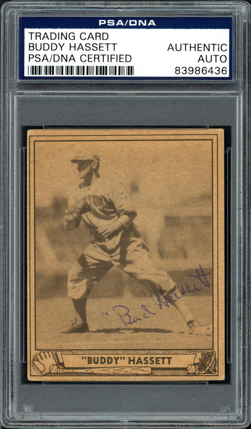 Buddy Hassett Autographed 1940 Play Ball Card #62 Boston Bees PSA/DNA #83986436 - RSA