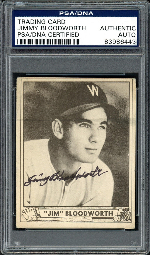 Jimmy Bloodworth Autographed 1940 Play Ball Rookie Card #189 Washington Senators PSA/DNA #83986443 - RSA