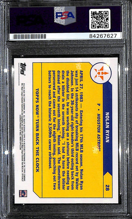 nolan ryan signed inscribed all time k king 2020 topps now 28 print run 650 psa 10 84267627 top view