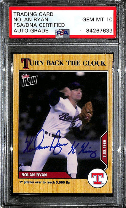 nolan ryan signed inscribed k king 2020 topps now 145 print run 775 psa 10 84267639 certificate of authenticity