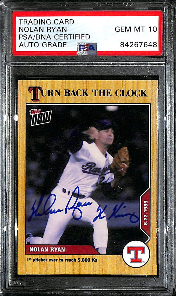 nolan ryan signed inscribed k king 2020 topps now 145 print run 775 psa 10 84267648 certificate of authenticity