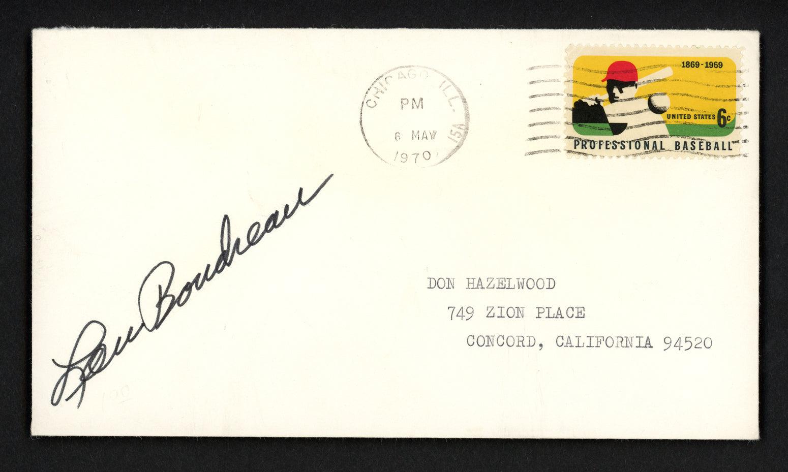 Lou Boudreau Autographed 3.5x6.5 Postal Cover Cleveland Indians SKU #156636 - RSA