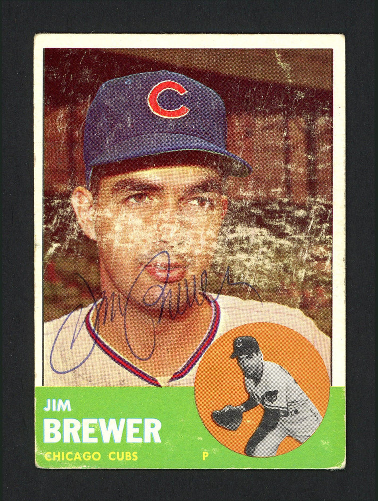 Jim Brewer Autographed 1963 Topps Card #309 Chicago Cubs SKU #165212 - RSA