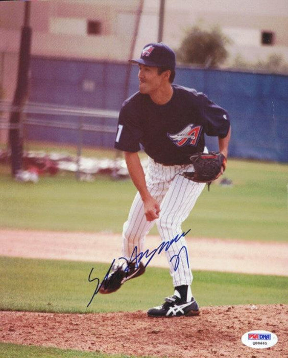 Shigetoshi Hasegawa Autographed 8x10 Photo Anaheim Angels PSA/DNA #Q88665 - RSA