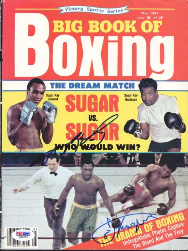 Joe Frazier & Sugar Ray Leonard Autographed Boxing Magazine Cover PSA/DNA #Q89202 - RSA