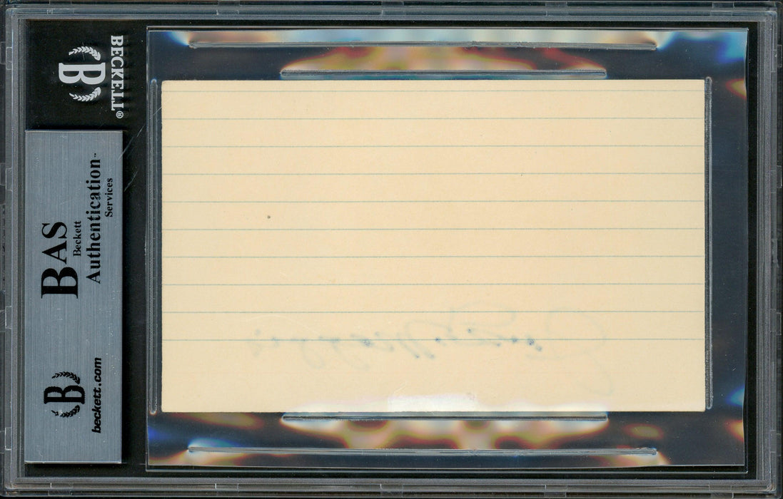 DiMaggio Brothers Autographed 3x5 Index Card With Joe, Dom & Vince DiMaggio Beckett BAS #11484739 - RSA