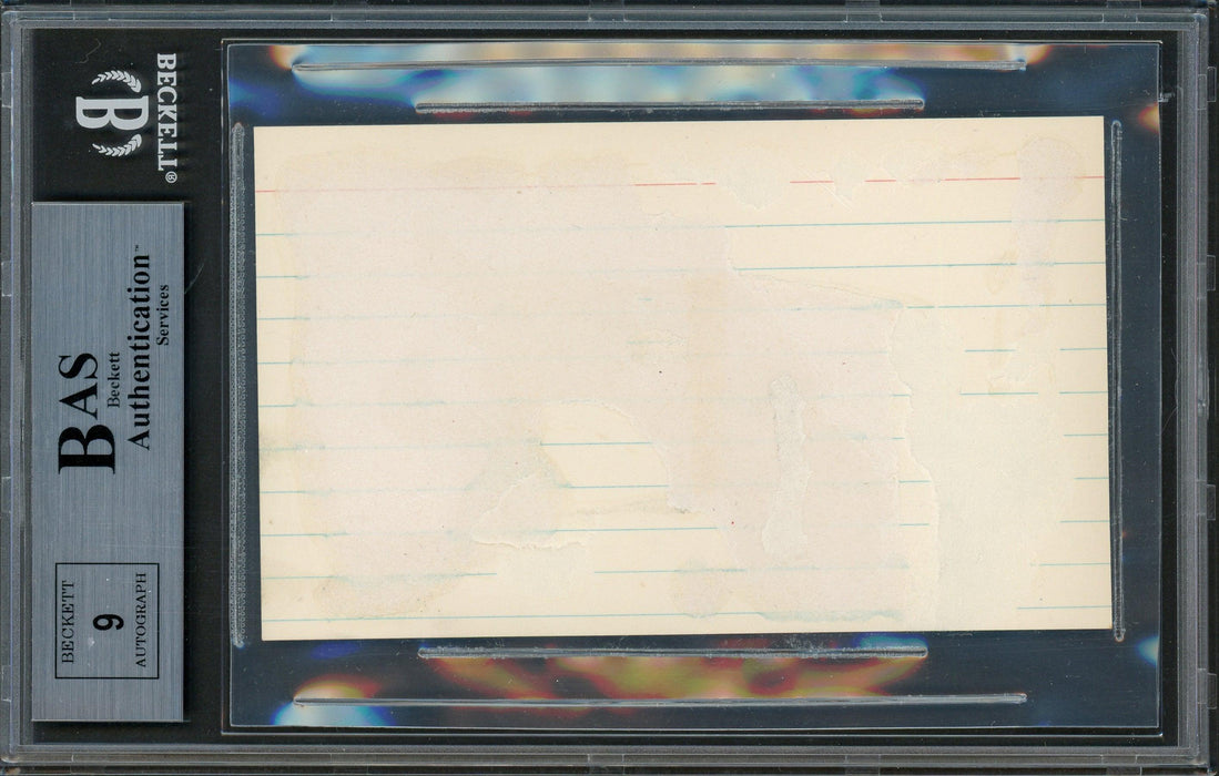 Frank "Home Run" Baker Autographed 3x5 Index Card Philadelphia A's Auto Grade Mint 9 "3rd Base" Beckett BAS #13264844 - RSA
