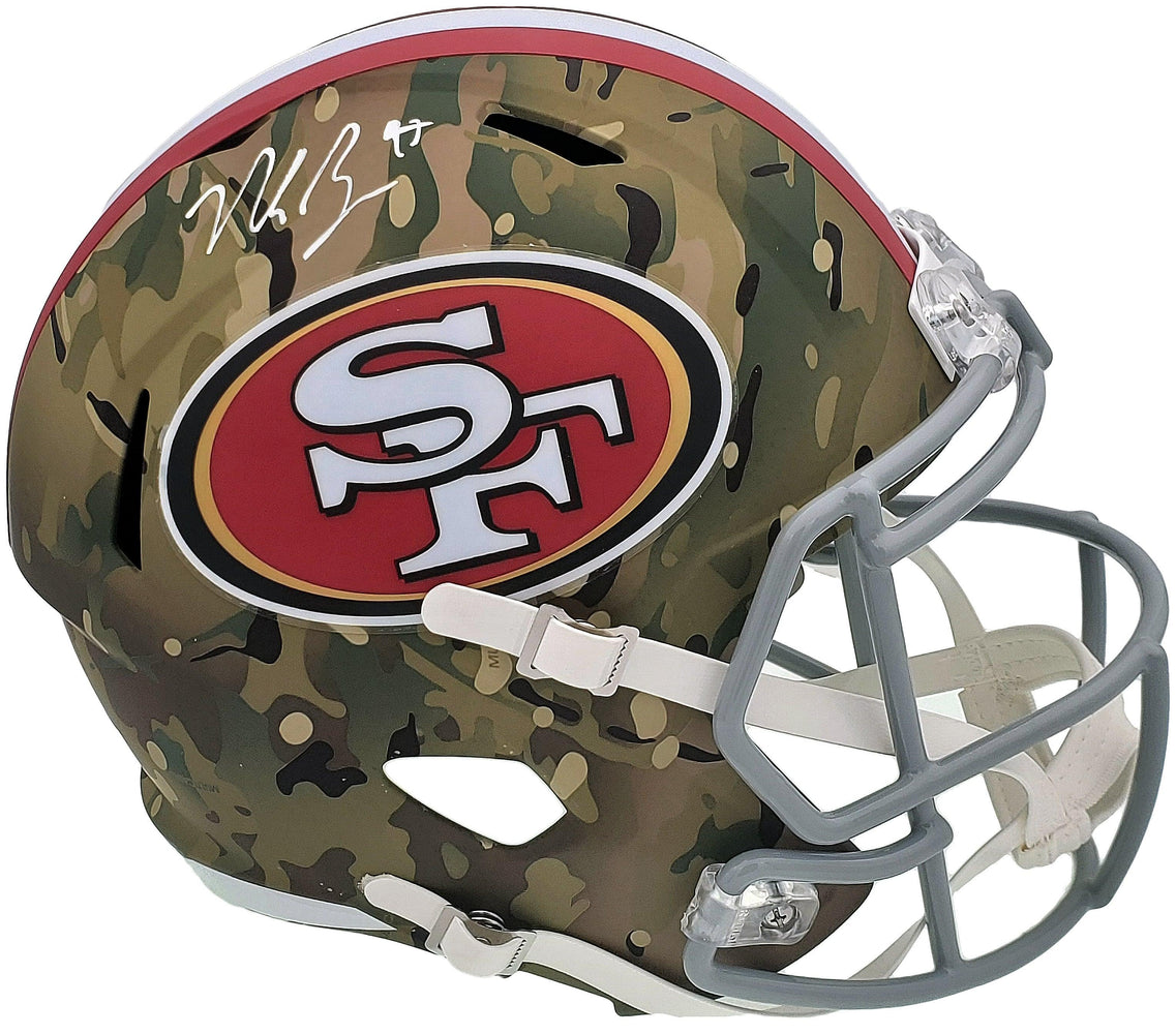 Nick Bosa Autographed San Francisco 49ers Camo Full Size Replica Speed Helmet Beckett BAS QR Stock #196988 - RSA