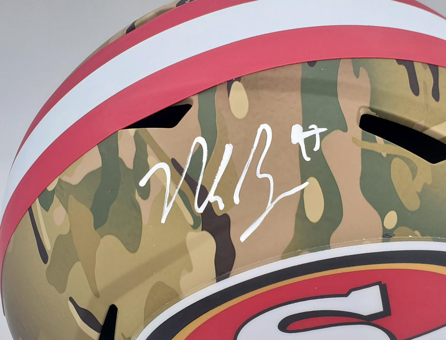 Nick Bosa Autographed San Francisco 49ers Camo Full Size Replica Speed Helmet Beckett BAS QR Stock #196988 - RSA