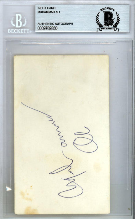 Muhammad Ali Autographed 3x5 Index Card Vintage Beckett BAS #9769350 - RSA