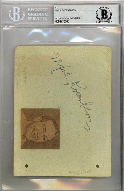 Maxie Rosenbloom Autographed 4.5x6 Album Page Beckett BAS #9770060 - RSA