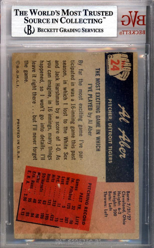 Al Aber Autographed 1955 Bowman Card #24 Detroit Tigers Beckett BAS #9770665 - RSA