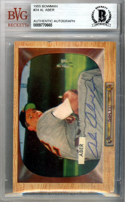 Al Aber Autographed 1955 Bowman Card #24 Detroit Tigers Beckett BAS #9770665 - RSA