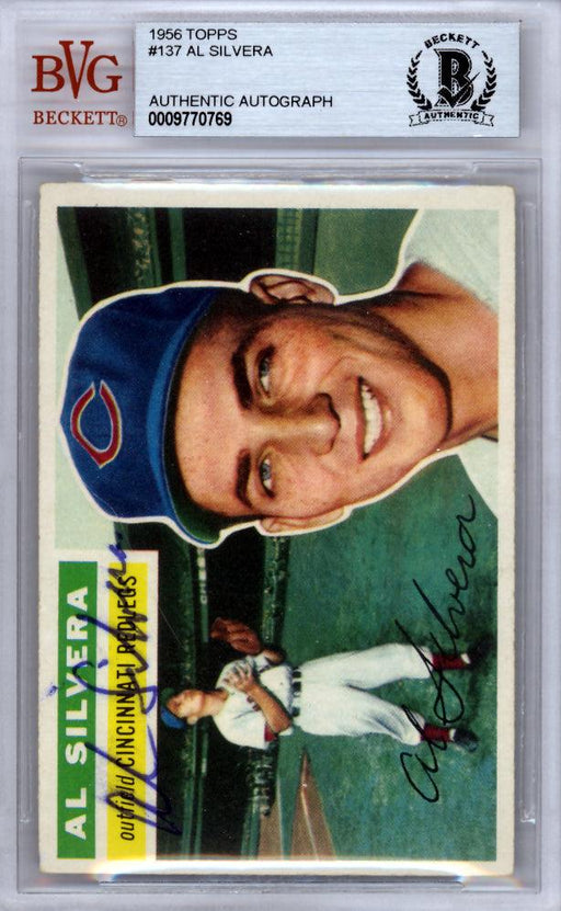 Al Silvera Autographed 1956 Topps Card #137 Cincinnati Reds Beckett BAS #9770769 - RSA