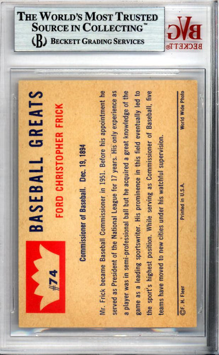 Ford Frick Autographed 1960 Fleer Card #74 Commissioner Beckett BAS #9770920 - RSA
