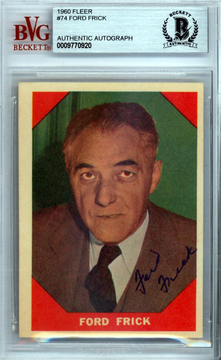 Ford Frick Autographed 1960 Fleer Card #74 Commissioner Beckett BAS #9770920 - RSA