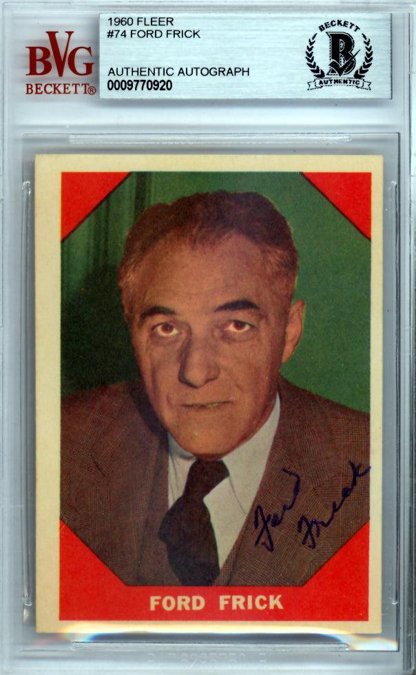 Ford Frick Autographed 1960 Fleer Card #74 Commissioner Beckett BAS #9770920 - RSA