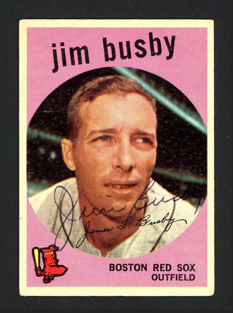 Jim Busby Autographed 1959 Topps Card #185 Boston Red Sox SKU #165341 - RSA