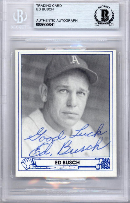 Ed Busch Autographed 1983 1944 Play Ball Reprint Card #16 Philadelphia A's Beckett BAS #9888041 - RSA