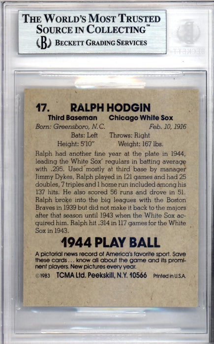 Ralph Hogdin Autographed 1983 1944 Play Ball Reprint Card #17 Chicago White Sox Beckett BAS #9888053 - RSA