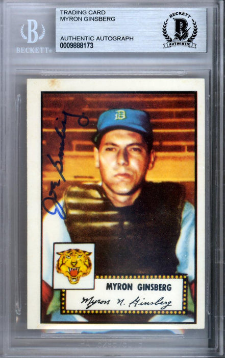 Myron Ginsberg Autographed 1952 Topps Reprint Card #192 Detroit Tigers Beckett BAS #9888173 - RSA