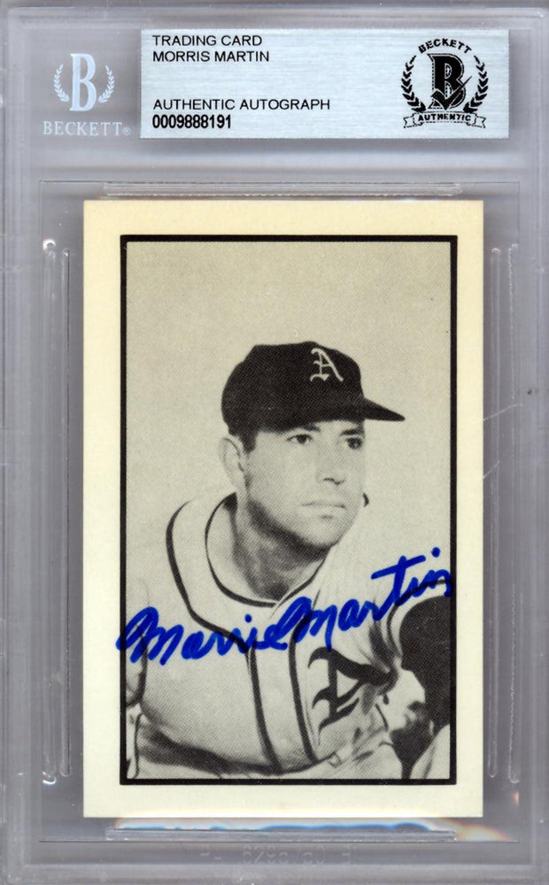 Morris "Morrie" Martin Autographed 1953 Bowman Reprint Card #53 Philadelphia A's Beckett BAS #9888191 - RSA