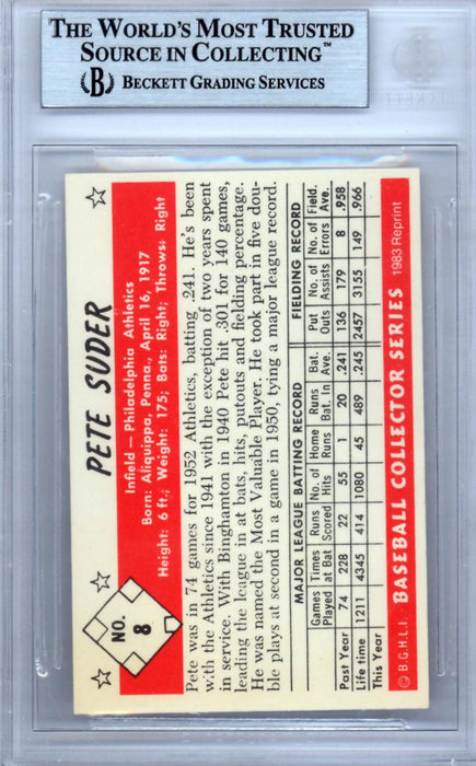Pete Suder Autographed 1953 Bowman Reprint Card #8 Philadelphia A's Beckett BAS #9888213 - RSA