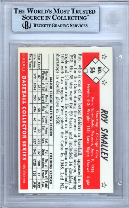 Roy Smalley Autographed 1953 Bowman Reprint Card #56 Chicago Cubs Beckett BAS #9888225 - RSA