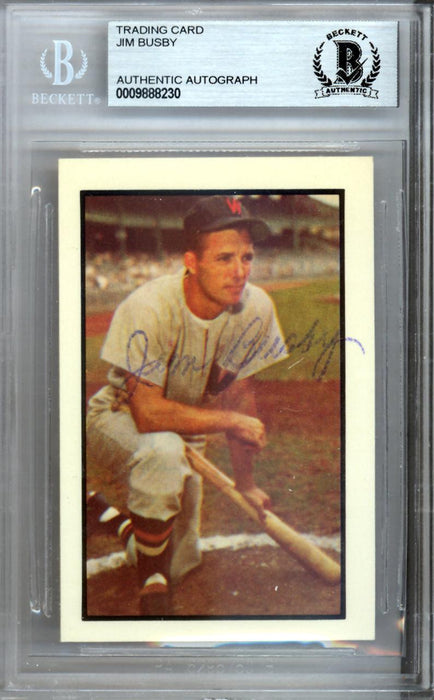 Jim Busby Autographed 1953 Bowman Reprint Card #15 Washington Senators Beckett BAS #9888230 - RSA